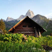 Mountain Hut and high peaks